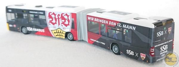 Modellbus "MB Citaro G 2015; SSB, Stuttgart / Linie 56 / VfB-Fanbus"